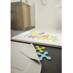 Gifi Equipement Douche^Patin antidérapant forme pièce de puzzle coloré 15x15 cm x4