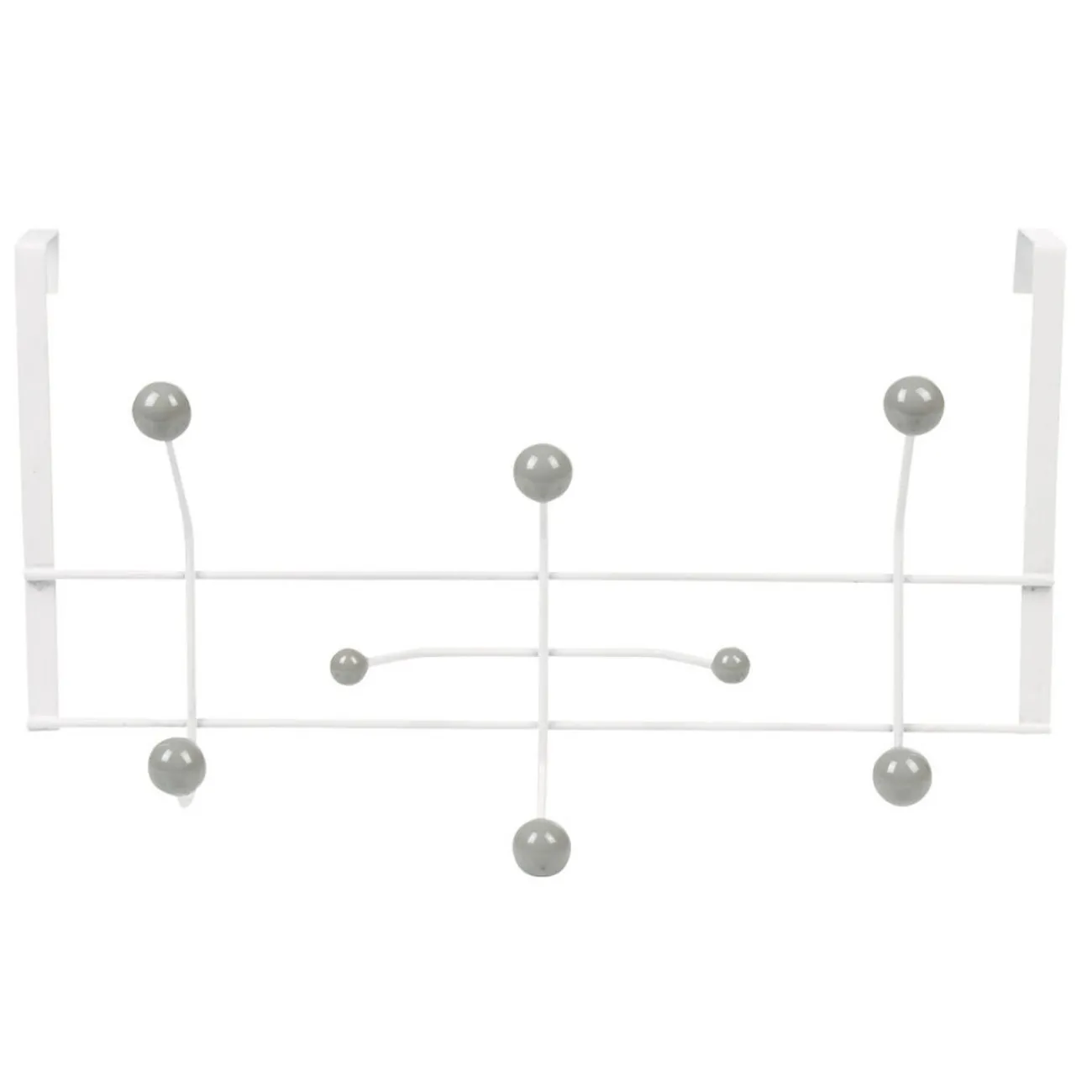 Gifi Rangement|Patère de porte 6 crochets blanc et gris
