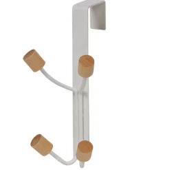 Gifi Rangement|Patère de porte 4 crochets en métal et bois