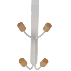 Gifi Rangement|Patère de porte 4 crochets en métal et bois