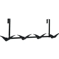 Gifi Rangement|Patère de porte 4 crochets forme bonhomme suspendu métal noir