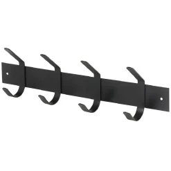 Gifi Rangement|Patère en métal noir 4 crochets L40cm
