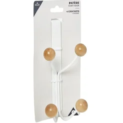 Gifi Rangement|Patère métal et bois 4 crochets