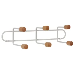 Gifi Rangement|Patère murale 6 crochets en métal et bois