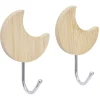 Gifi Rangement|Patère murale forme lune bambou et métal 7xH4,5cm x2