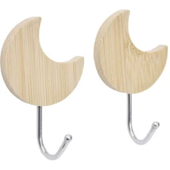 Gifi Rangement|Patère murale forme lune bambou et métal 7xH4,5cm x2