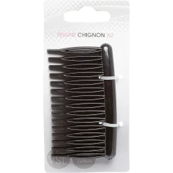 Gifi Beauté^Peigne de côté pour chignon noir x2