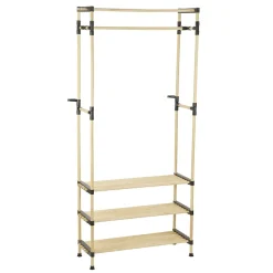 Gifi Rangement|Penderie avec 3 étageres bois beige et plastique noir - 77x28xH164cm