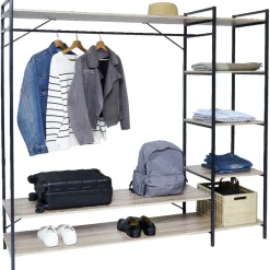 Gifi Rangement|Penderie bois XXL 6 étagères 160x40xH180cm