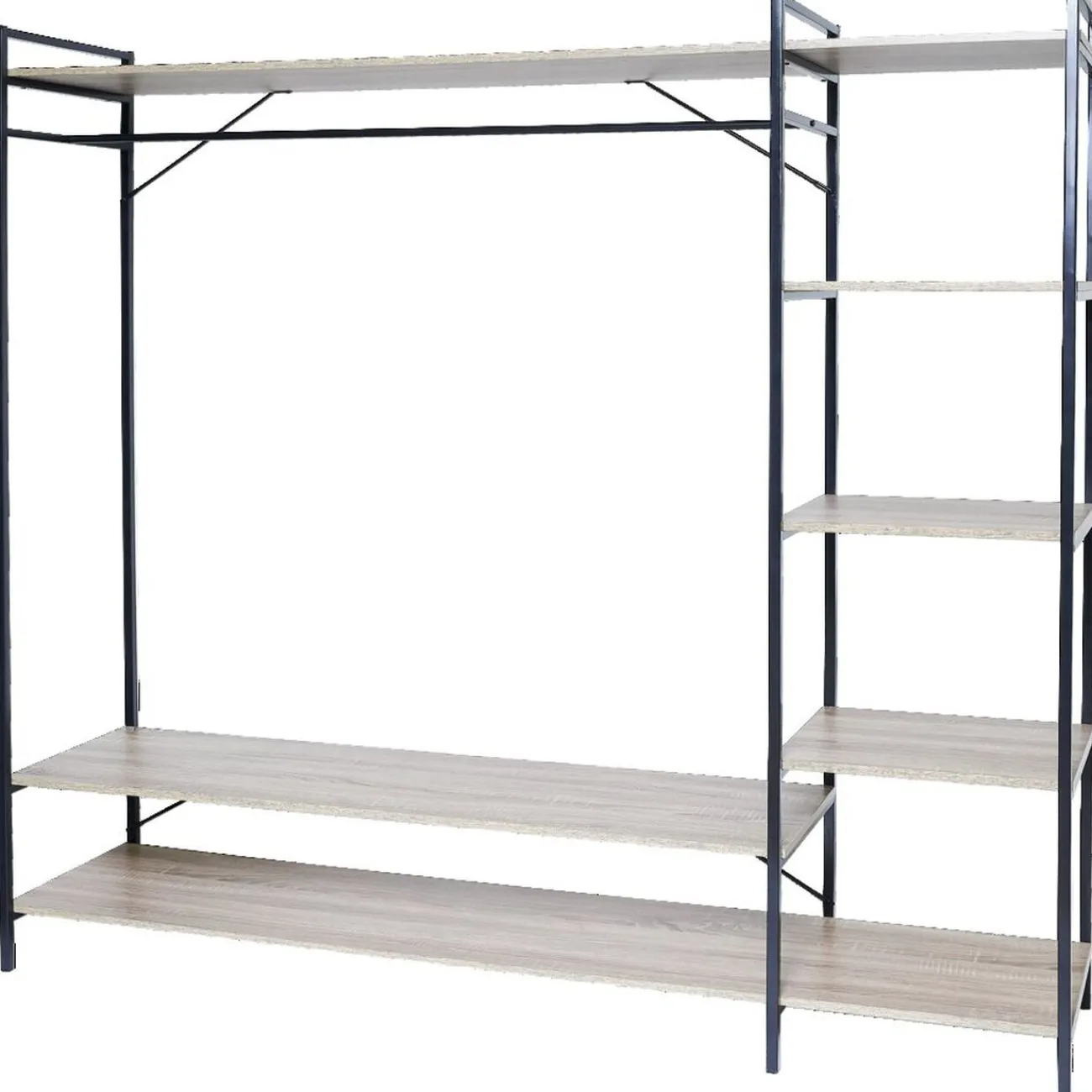 Gifi Rangement|Penderie bois XXL 6 étagères 160x40xH180cm