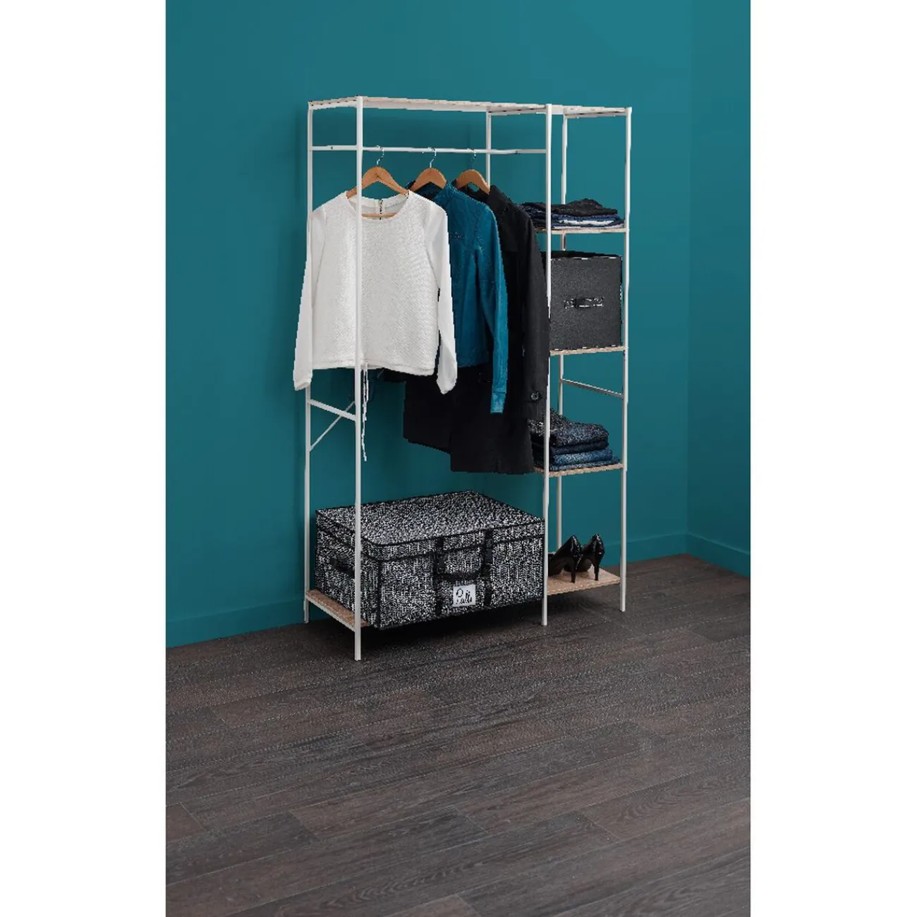 Gifi Rangement|Penderie ouverte blanche 4 étagères