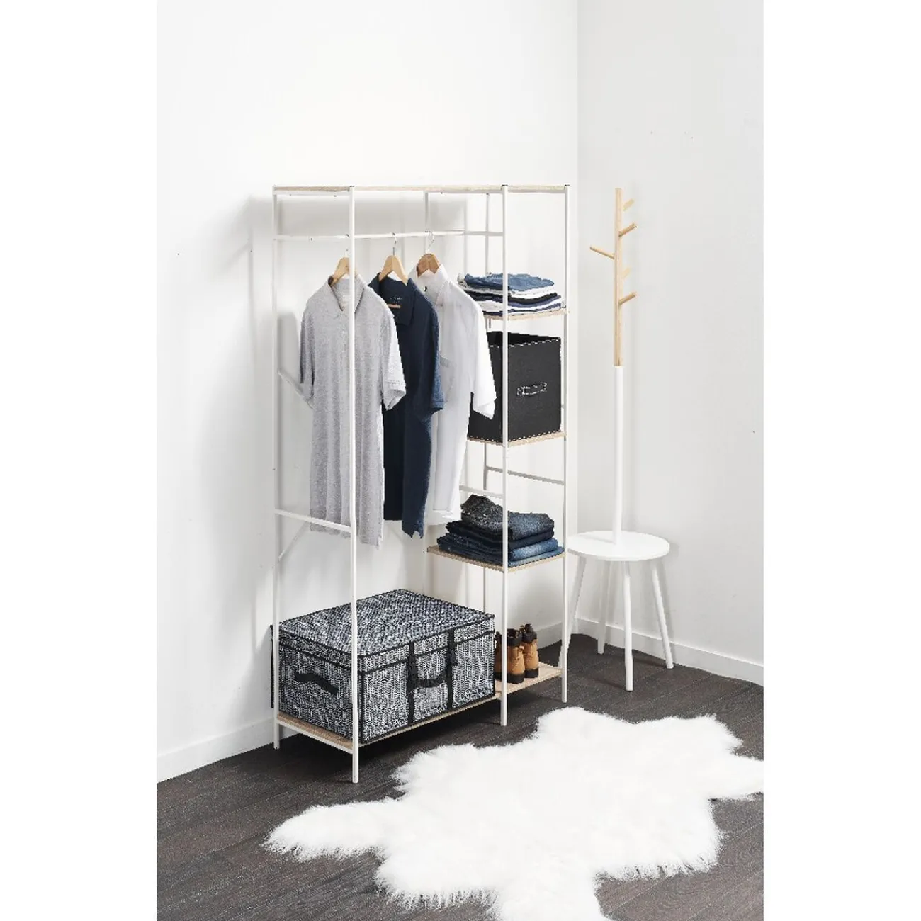Gifi Rangement|Penderie ouverte blanche 4 étagères