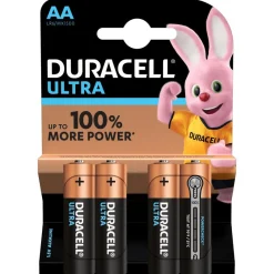 Gifi Pile^Pile alacaline Duracell Ultra AA 1,5 Volts LR06 - Lot de 4