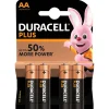 Gifi Pile^Pile Duracell alcaline AA Plus 1,5 Volts, LR06 - Lot de 4