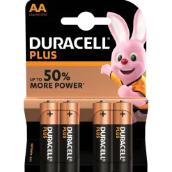Gifi Pile^Pile Duracell alcaline AA Plus 1,5 Volts, LR06 - Lot de 4