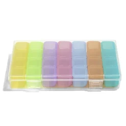 Gifi Rangement|Pilulier 1 mois 28 compartiments rectangulaire plastoque bleu 10,5x17,4cm