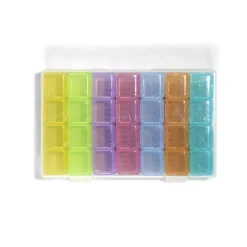 Gifi Rangement|Pilulier 1 mois 28 compartiments rectangulaire plastoque bleu 10,5x17,4cm