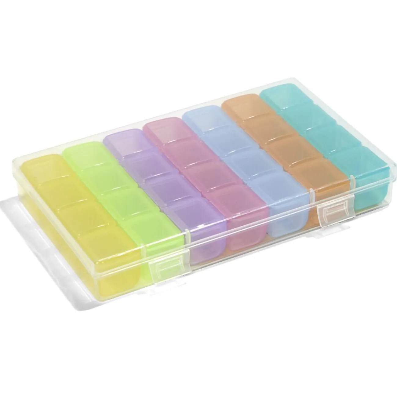 Gifi Rangement|Pilulier 1 mois 28 compartiments rectangulaire plastoque bleu 10,5x17,4cm