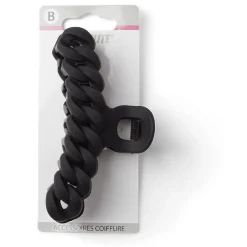 Gifi Beauté^Pince à cheveux effet tressé plastique noir mat 11cm