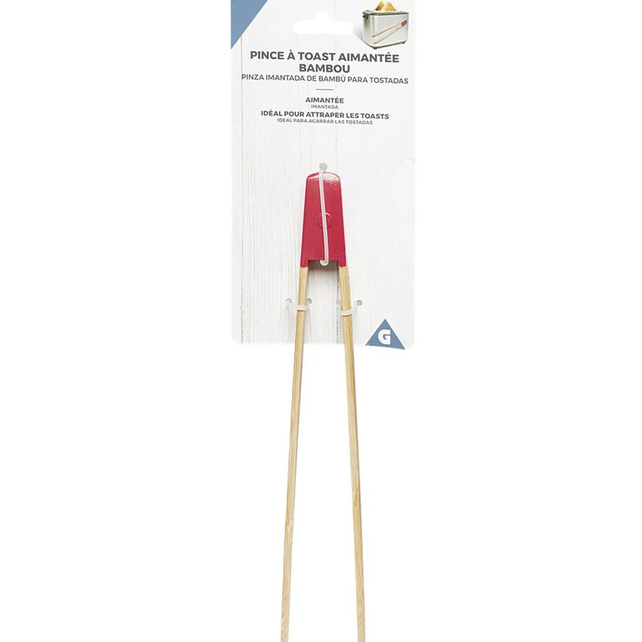 Gifi Pince à toast aimantée en bambou