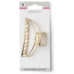 Gifi Beauté^Pince cheveux crabe doré brillant arrondie L8cm