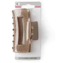 Gifi Beauté^Pince cheveux crabe marron pailleté L10cm