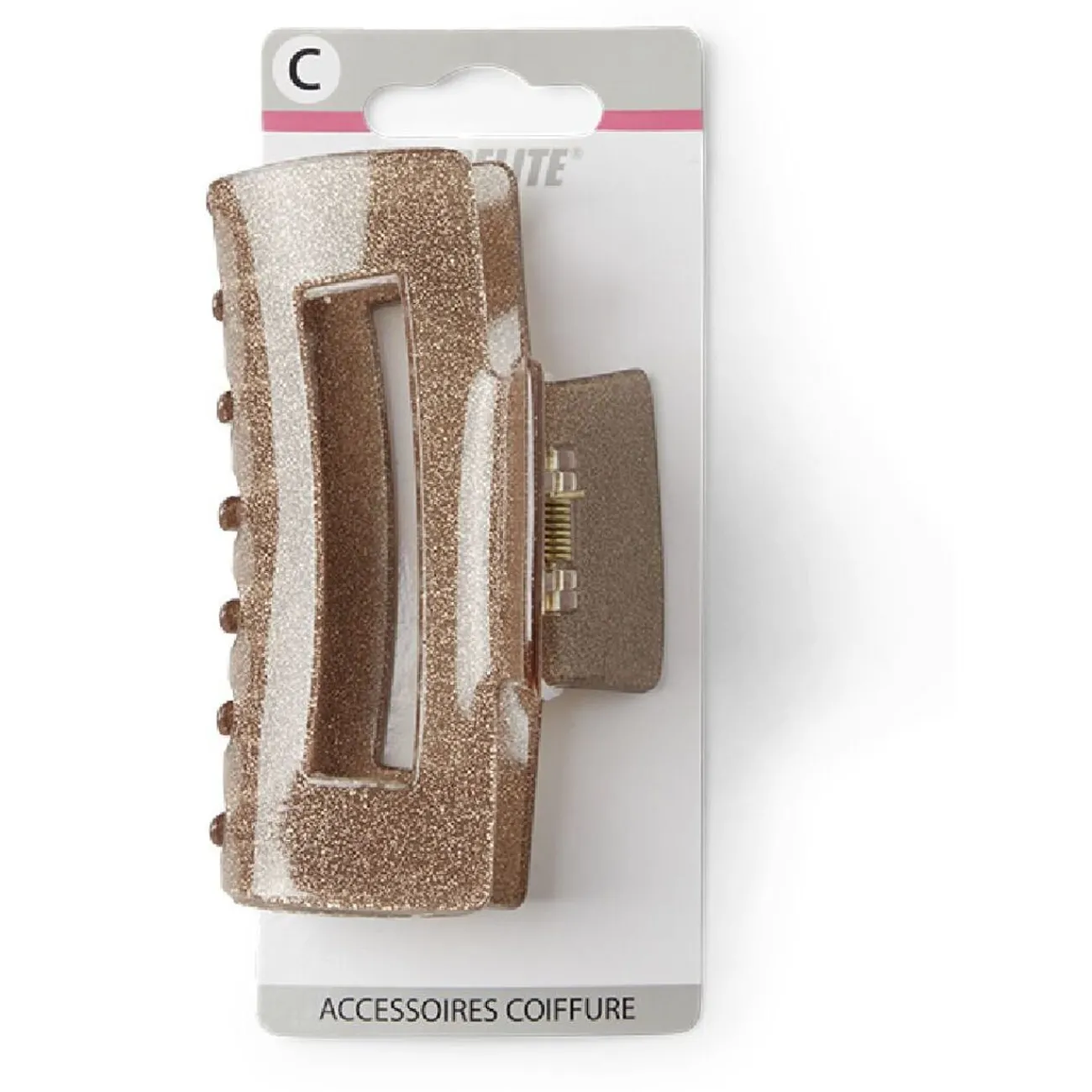 Gifi Beauté^Pince cheveux crabe marron pailleté L10cm