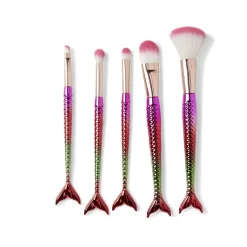 Gifi Beauté^Pinceau cosmétique sirène 5 pièces avec trousse transparente pailletée