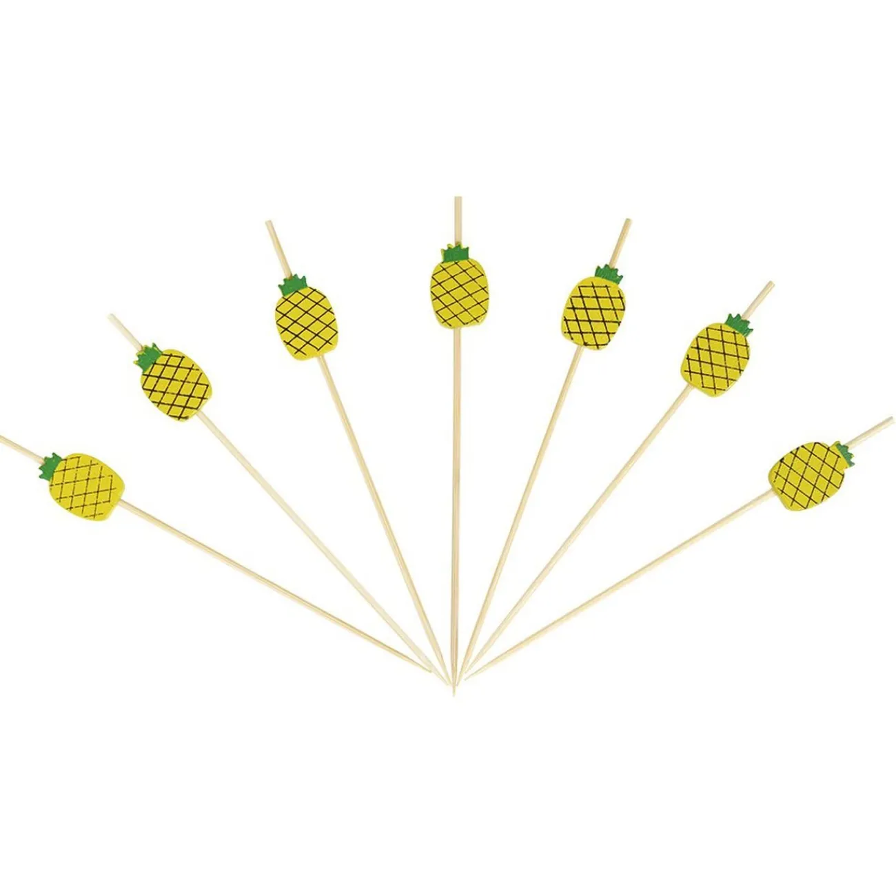 Gifi Pique pour apéritif décor pastéque, ananas, cactus ou flamand rose en bambou x30