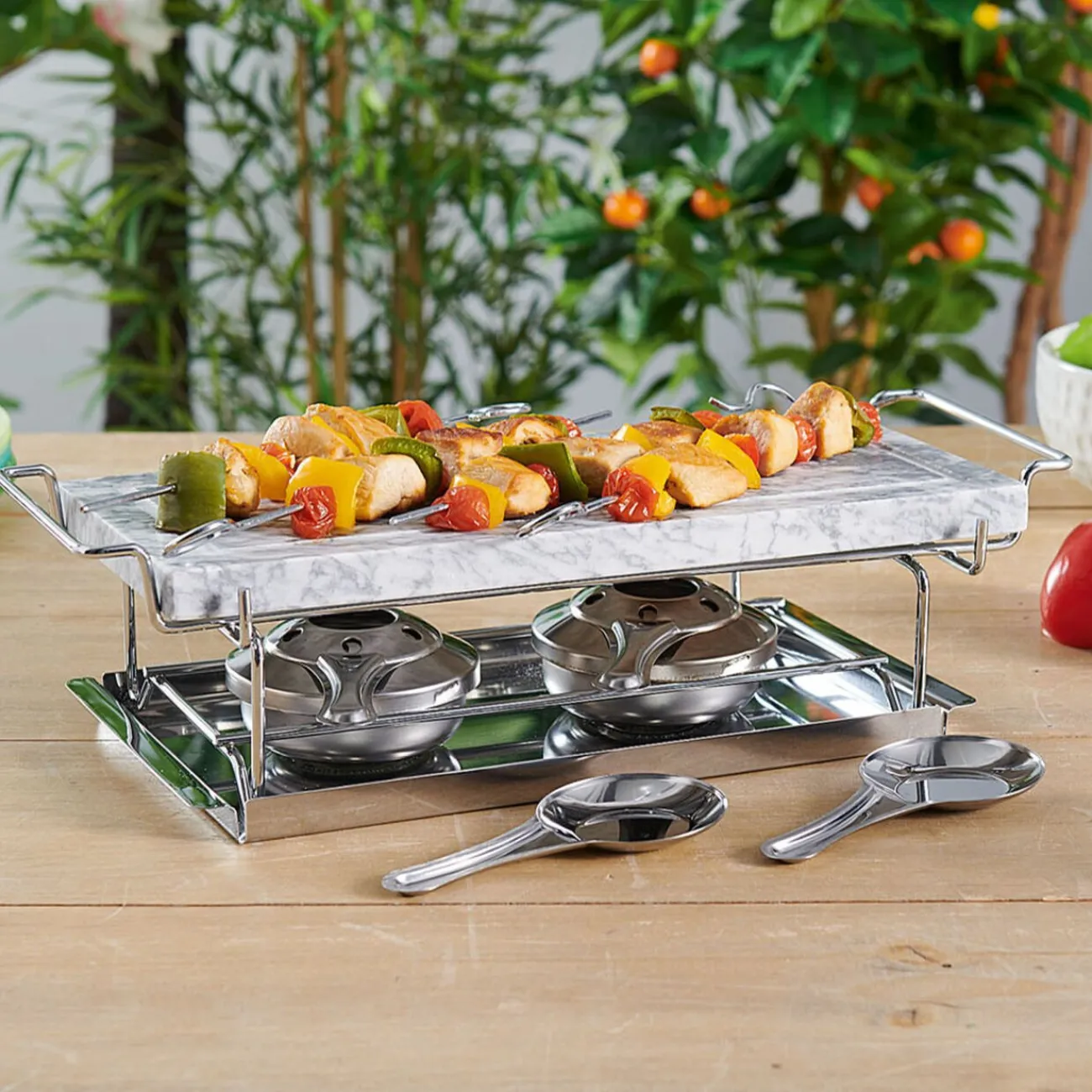 Gifi Plancha pierre à cuire marbre avec plateau métal