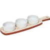 Gifi Planche à apéritifs 3 coupelles blanc naturel