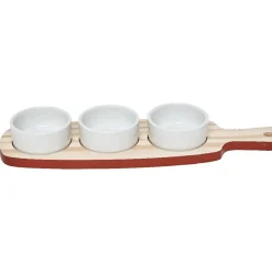 Gifi Planche à apéritifs 3 coupelles blanc naturel
