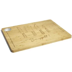 Gifi Planche à découper bambou avec rigole et récupérateur de jus 38x28x1,5cm