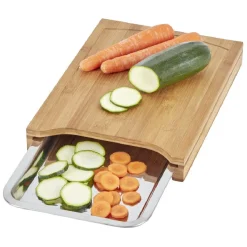 Gifi Planche à decouper en bambou avec bac récupérateur inox