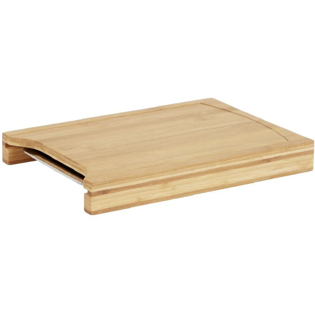 Gifi Planche à decouper en bambou avec bac récupérateur inox