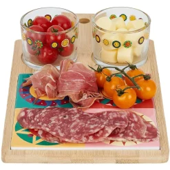 Gifi Planche de présentation apéritif bambou avec 2 ramequins 32x17x1cm