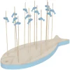 Gifi Planche support à pics apéritifs en bois forme poisson