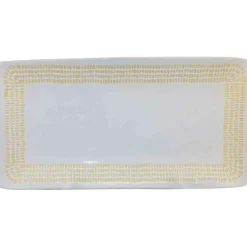 Gifi Plat à cake blanc contour grains de riz jaunes