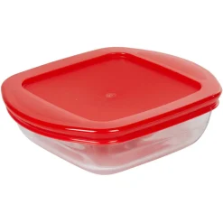 Gifi Plat à four carré en verre couvercle plastique