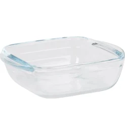 Gifi Plat à four carré en verre couvercle plastique