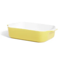 Gifi Plat à four en grès blanc et jaune 24x13,6xH5,5cm