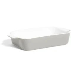 Gifi Plat à four en grès blanc et gris foncé 31x17xH6,2cm