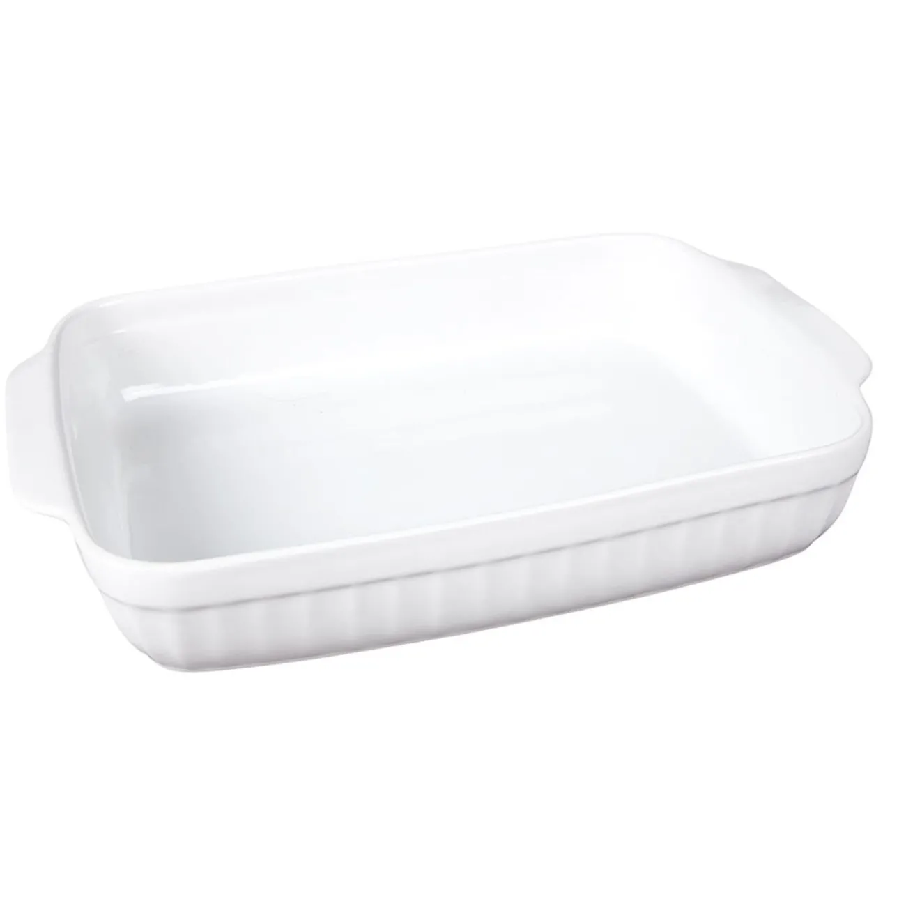Gifi Plat à four rectangulaire en céramique blanc 36x24,2xH.6,2 cm
