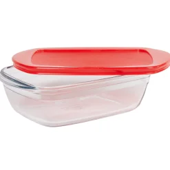 Gifi Plat à four rectangulaire en verre couvercle plastique