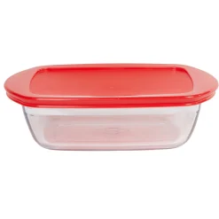 Gifi Plat à four rectangulaire en verre couvercle plastique
