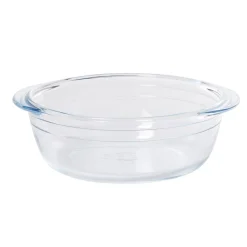Gifi Plat à four rond en verre couvercle plastique