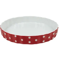 Gifi Plat à four rond rouge à pois blancs