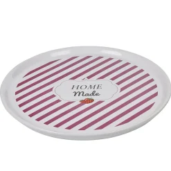 Gifi Plat à tarte céramique blanc rayure rouge