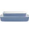 Gifi Plat cuisson rectangulaire exterieur bleu interieur blanc 1L 2L x2