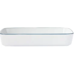 Gifi Plat cuisson rectangulaire blanc bordure bleue 1L et 2L x2